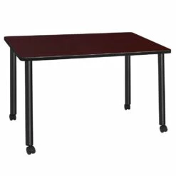 Regency Kee 48 X 24 In. Mobile Training Seminar Table- Mahogany Top, Black Legs - Regency MTC4824MHBK