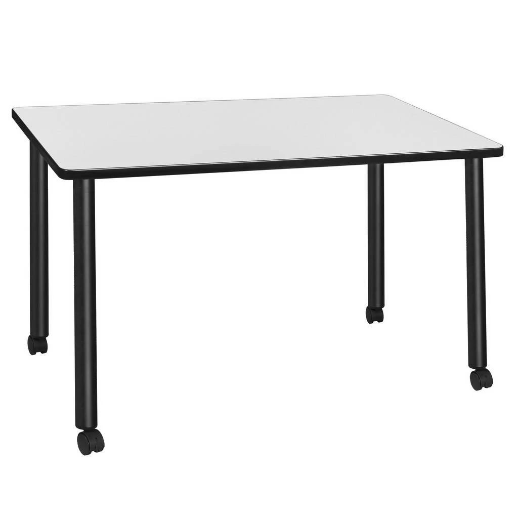 Regency Kee 48 X 24 In. Mobile Training Seminar Table- White Top, Black Legs - Regency MTC4824WHBK