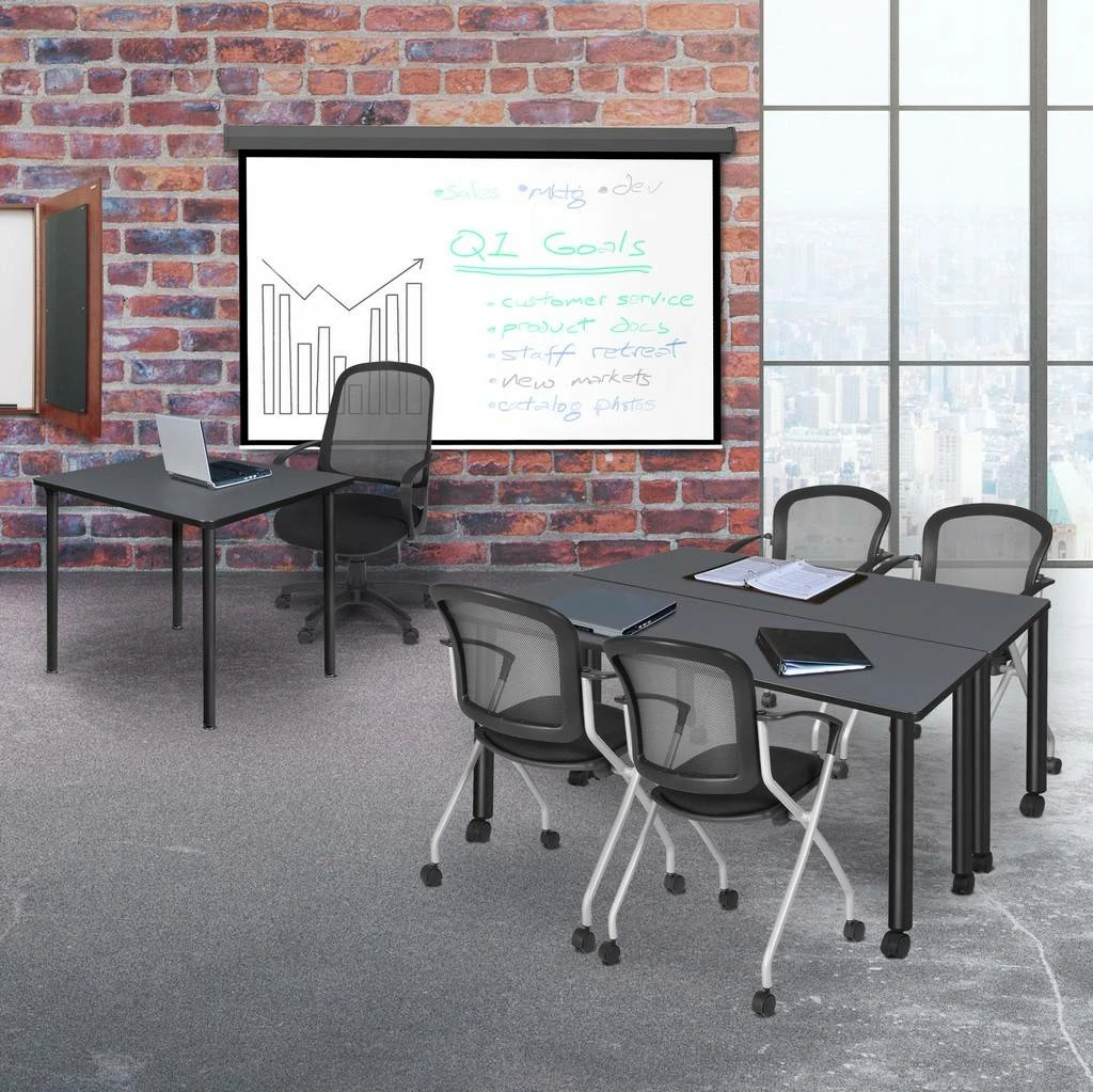 Regency Kee 60 X 24 In. Mobile Training Seminar Table- Grey Top, Black Legs - Regency MTC6024GYBK - Image 2