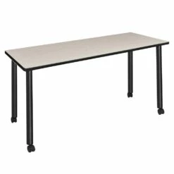 Regency Kee 60 X 24 In. Mobile Training Seminar Table- Maple Top, Black Legs - Regency MTC6024PLBK