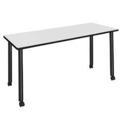 Regency Kee 60 X 24 In. Mobile Training Seminar Table- White Top, Black Legs - Regency MTC6024WHBK
