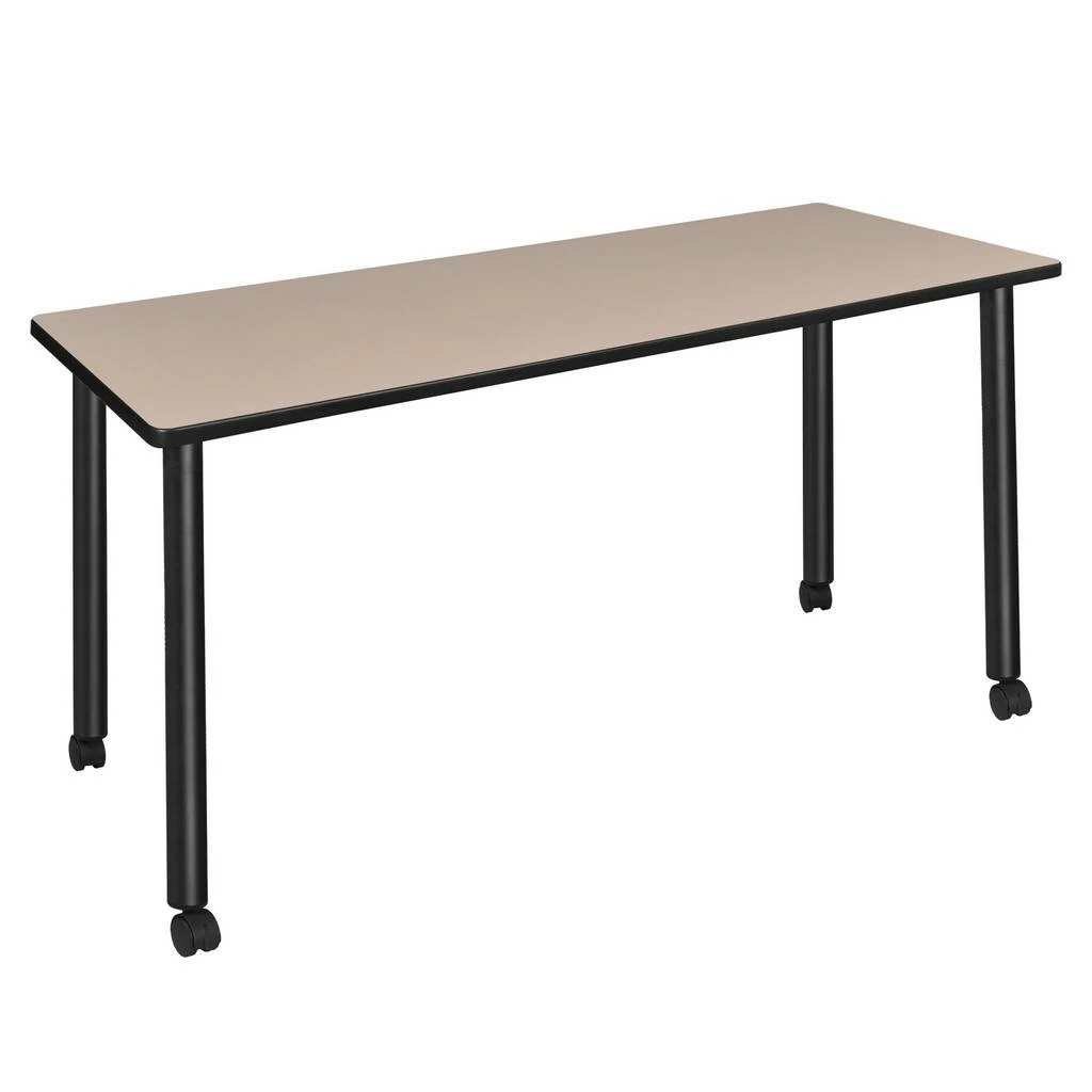 Regency Kee 66 X 24 In. Mobile Training Seminar Table- Beige Top, Black Legs - Regency MTC6624BEBK