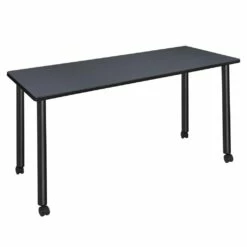 Regency Kee 66 X 24 In. Mobile Training Seminar Table- Grey Top, Black Legs - Regency MTC6624GYBK