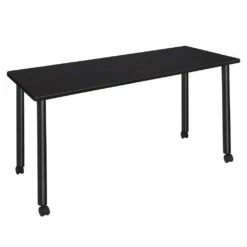 Regency Kee 72 X 24 In. Mobile Training Seminar Table- Mocha Walnut Top, Black Legs - Regency MTC7224MWBK
