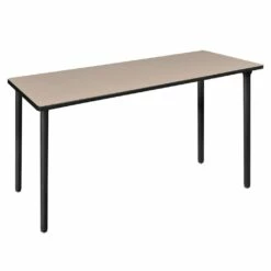 Regency Kee 60 X 24 In. Folding Training Seminar Table- Beige Top, Black Legs - Regency MTF6024BEBK