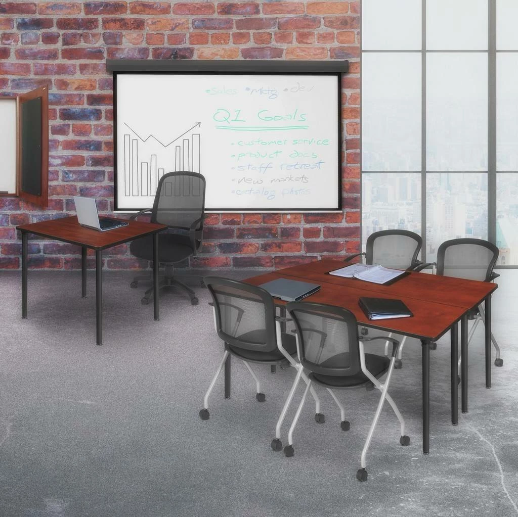 Regency Kee 66 X 24 In. Folding Training Seminar Table- Cherry Top, Black Legs - Regency MTF6624CHBK - Image 2