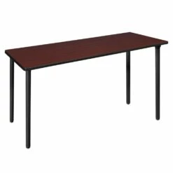 Regency Kee 72 X 24 In. Folding Training Seminar Table- Mahogany Top, Black Legs - Regency MTF7224MHBK