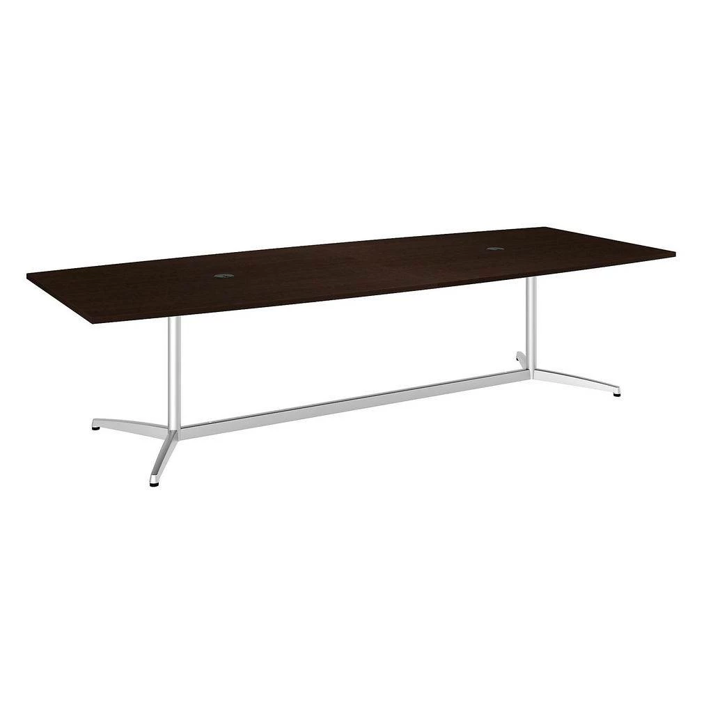 Bush Business Furniture 99TBM120MRSVK - 120"L X 48"W Boat Top Conference Table - Metal Base In Mocha Cherry