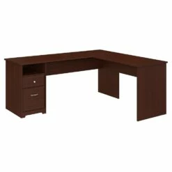 Cabot 72W L Shaped Computer Desk With Drawers In Harvest Cherry - Bush Furniture CAB051HVC