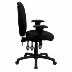 High Back Black Fabric Multi-Functional Ergonomic Task Chair W/ Arms - Flash Furniture BT-6191H-BK-GG