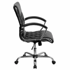 Mid-Back Designer Black Leather Executive Office Chair W/ Chrome Base - Flash Furniture GO-1297M-MID-BK-GG