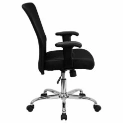 Mid-Back Black Mesh Contemporary Computer Chair W/ Adjustable Arms & Chrome Base - Flash Furniture GO-5307B-GG