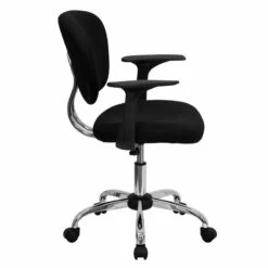 Mid-Back Black Mesh Task Chair W/ Arms & Chrome Base - Flash Furniture H-2376-F-BK-ARMS-GG