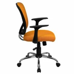 Mid-Back Orange Mesh Office Chair W/ Chrome Finished Base - Flash Furniture H-8369F-ORG-GG