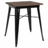 23.5" Square Black Metal Indoor Table W/ Walnut Rustic Wood Top - Flash Furniture CH-31330-29M1-BK-GG