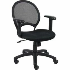 Boss Office Products B6216 Mesh Chair With Adjustable Arms