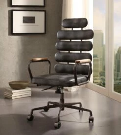 Calan Executive Office Chair In Vintage Black Leather - Acme Furniture 92107