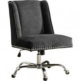 Draper Office Chair Charcoal - Chrome Base - Linon 178404CHAR01U