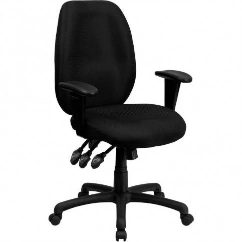High Back Black Fabric Multi-Functional Ergonomic Task Chair W/ Arms - Flash Furniture BT-6191H-BK-GG - Image 2