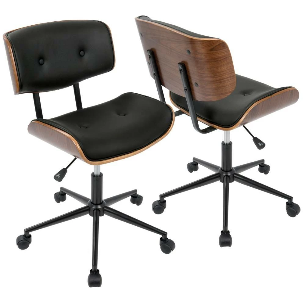 Lombardi Height Adjustable Office Mid-century Modern Office Chair W/ Swivel In Walnut & Black - LumiSource OC-JY-LMB WL+BK