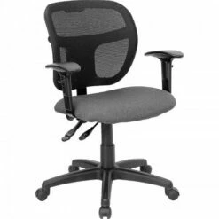 Mid-Back Mesh Task Chair W/ Gray Fabric Seat - Flash Furniture WL-A7671SYG-GY-A-GG