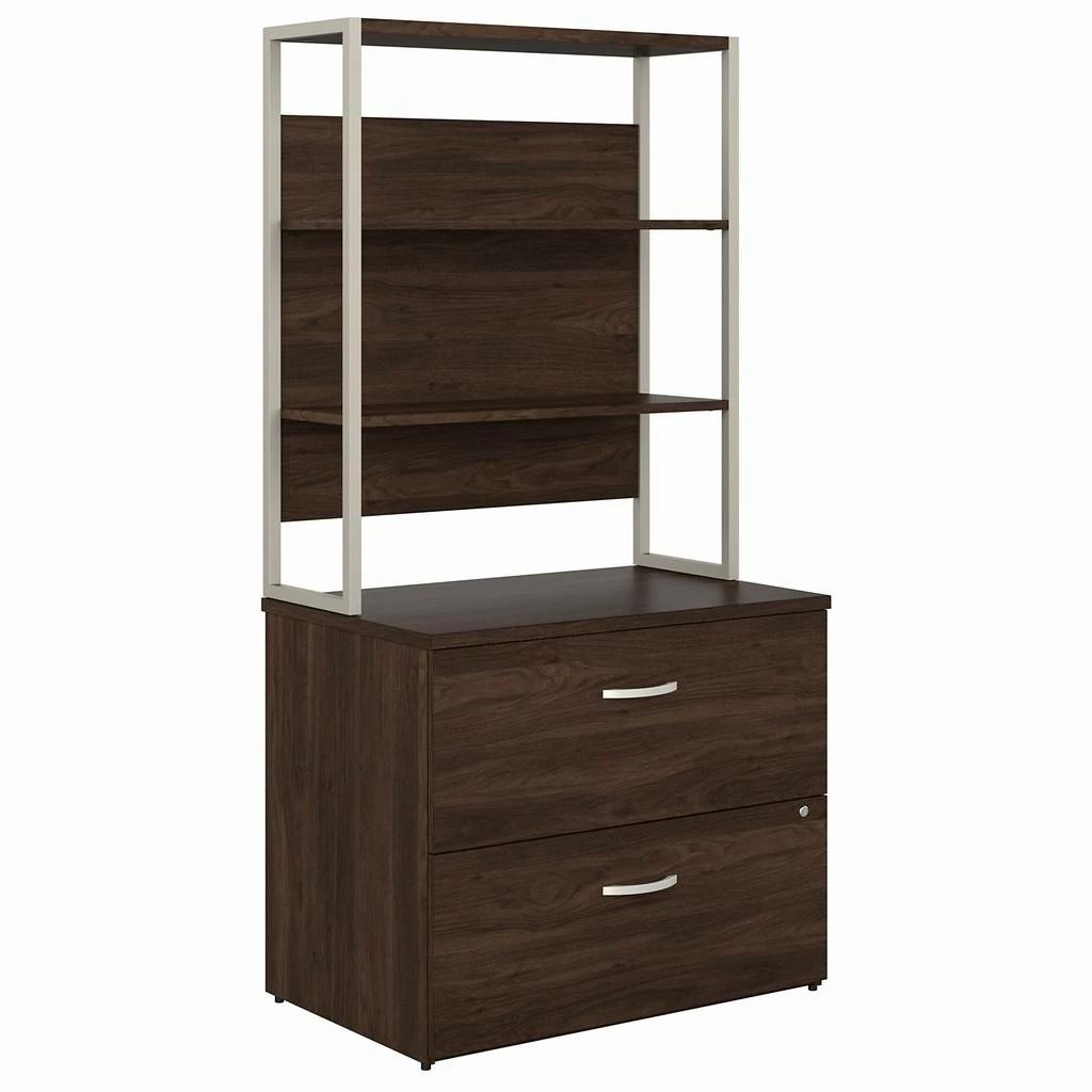 Bush Business Furniture Hybrid 2 Drawer Lateral File Cabinet With Shelves In Black Walnut - Bush Business Furniture HYB018BWSU