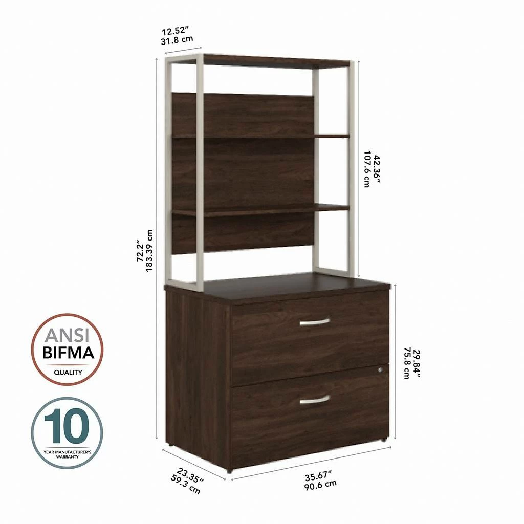 Bush Business Furniture Hybrid 2 Drawer Lateral File Cabinet With Shelves In Black Walnut - Bush Business Furniture HYB018BWSU - Image 6