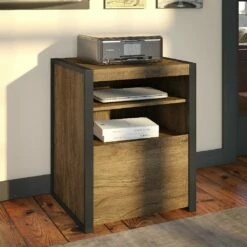 Latitude Printer Stand File Cabinet In Rustic Brown Embossed - Bush Furniture LAF124RB-03