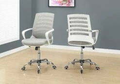 Office Chair / Adjustable Height / Swivel / Ergonomic / Armrests / Computer Desk / Work / Metal / Mesh / White / Chrome / Contemporary / Modern - Monarch Specialties I 7225