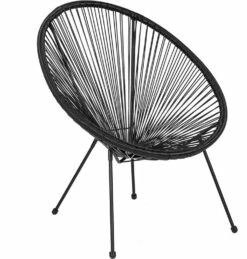 Valencia Oval Comfort Series Take Ten Black Rattan Lounge Chair - Flash Furniture TLH-094-BLACK-GG