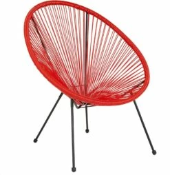 Valencia Oval Comfort Series Take Ten Red Rattan Lounge Chair - Flash Furniture TLH-094-RED-GG