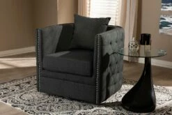 Baxton Studio Micah Modern & Contemporary Grey Fabric Upholstered Tufted Swivel Chair - Wholesale Interiors TSF7718-Grey-CC