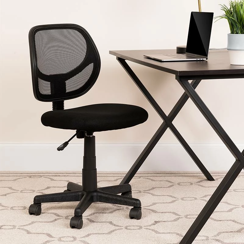 Mid-Back Black Mesh Task Chair & Computer Chair - Flash Furniture WA-3074-BK-GG - Image 2