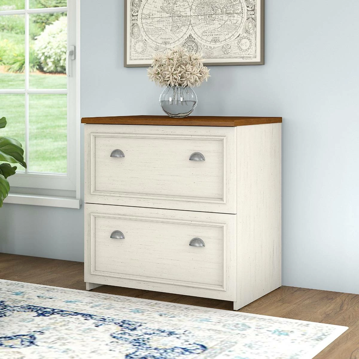 Fairview Lateral File In Antique White/Tea Maple - Bush Furniture WC53281-03