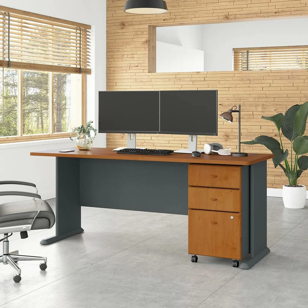Series A 72W Desk In Natural Cherry & Slate - Bush Furniture WC57472 - Image 3