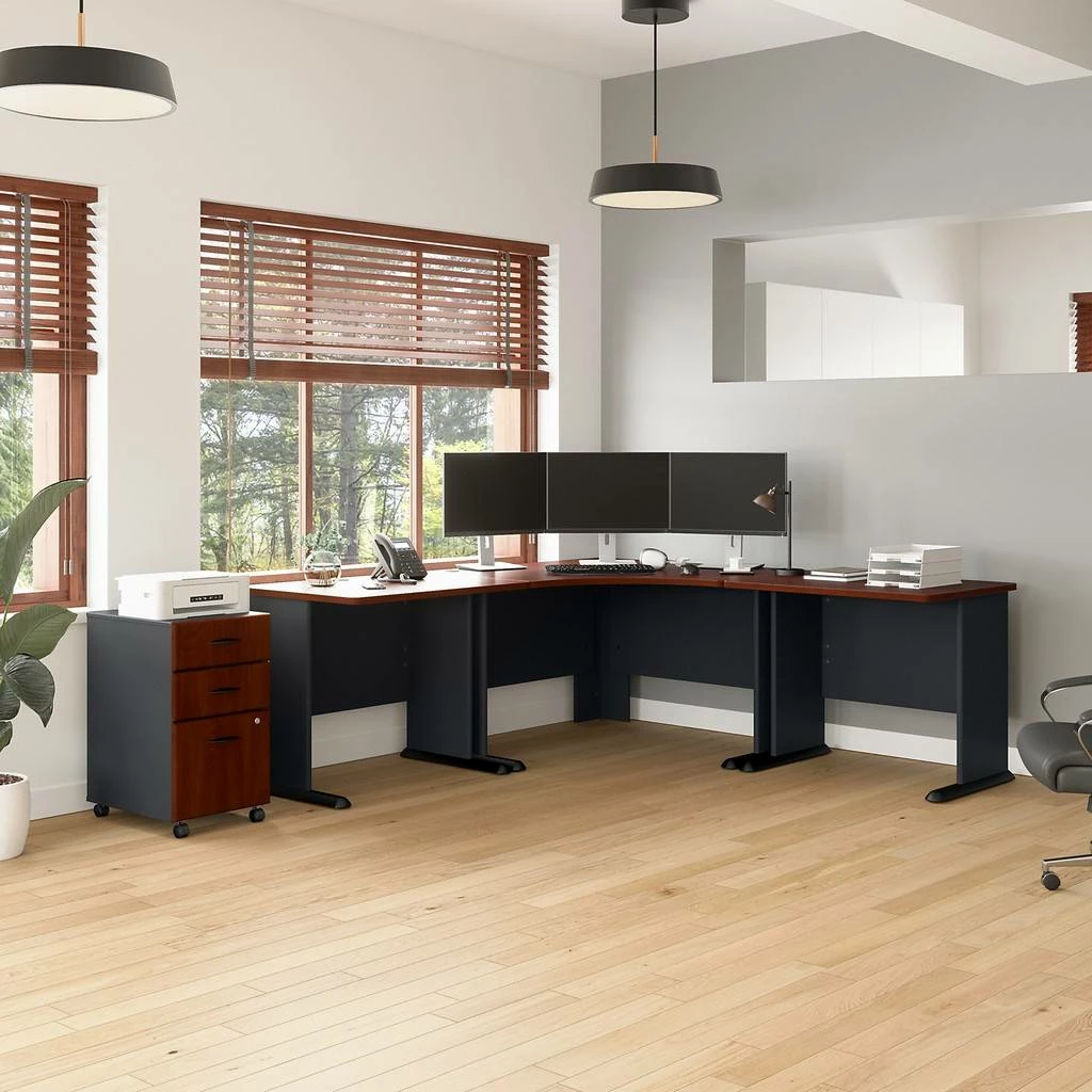 Series A 3 Drawer Mobile File Cabinet In Hansen Cherry & Galaxy - Bush Furniture WC94453PSU - Image 3