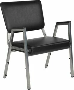HERCULES Series 1500 Lb. Rated Black Antimicrobial Vinyl Bariatric Arm Chair With 3/4 Panel Back And Silver Vein Frame - Flash Furniture XU-DG-60443-670-2-BV-GG